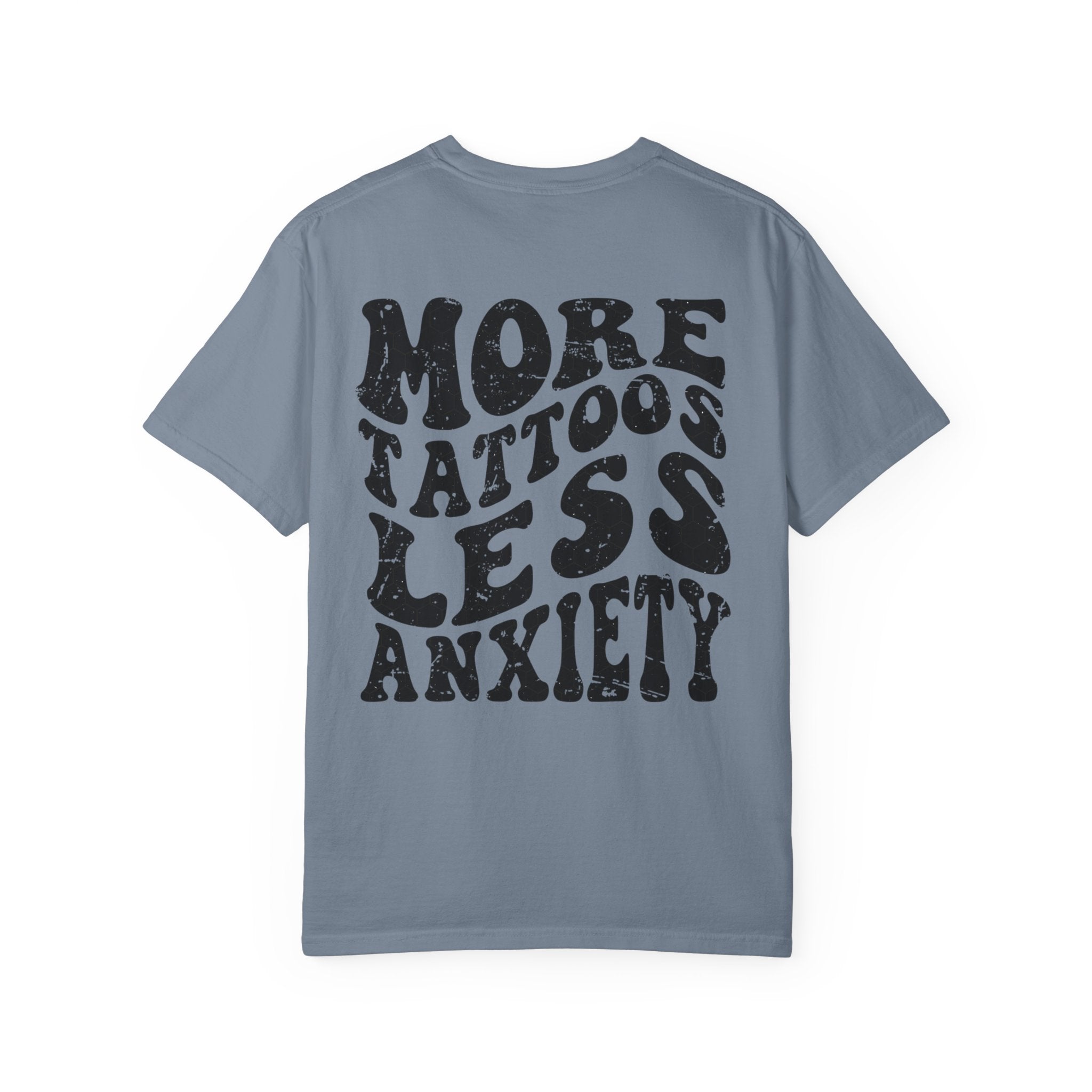 More Tattoos Less Anxiety T-Shirt — Skeleton Hand Heart Pocket Graphic