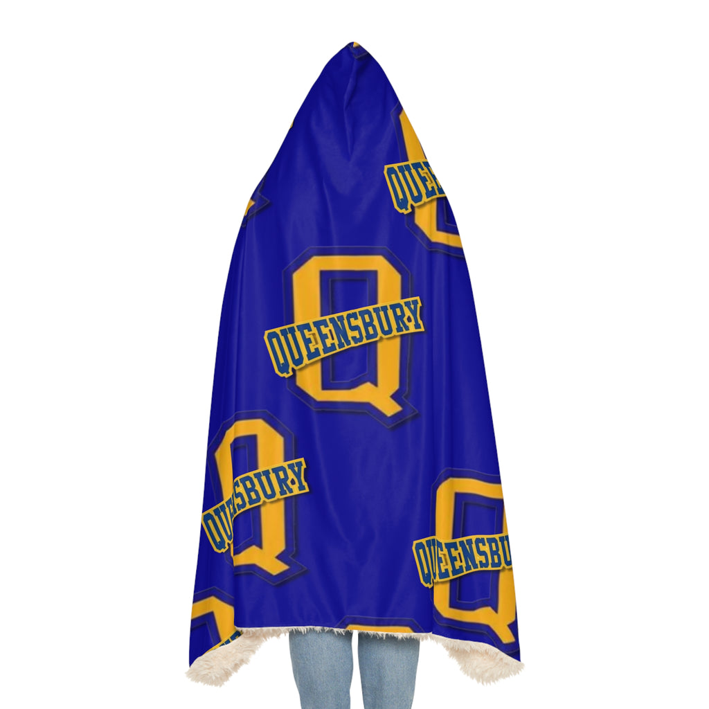 Queensbury Hooded Blanket — Cozy Blue & Gold Team Logo Snuggle Blanket