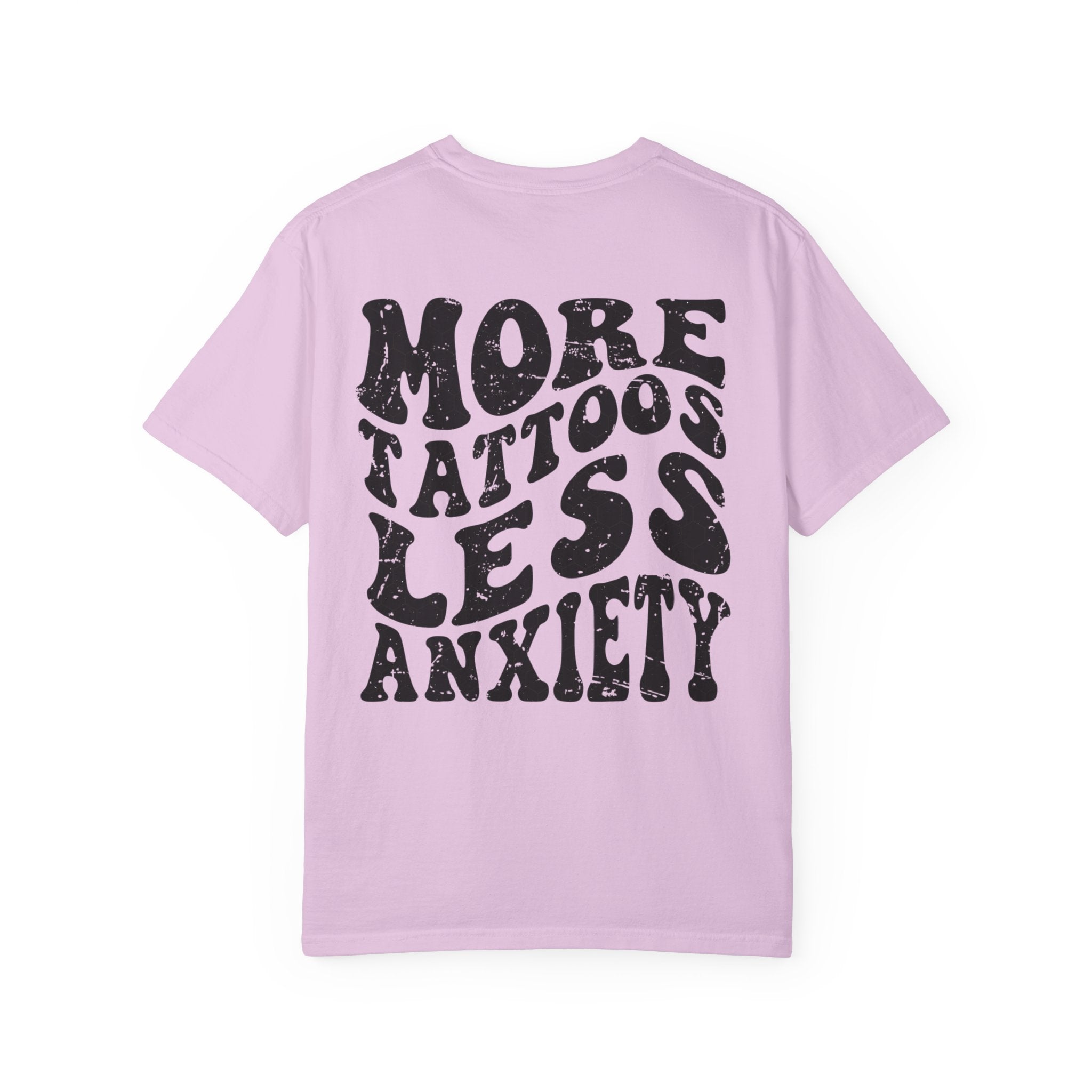 More Tattoos Less Anxiety T-Shirt — Skeleton Hand Heart Pocket Graphic