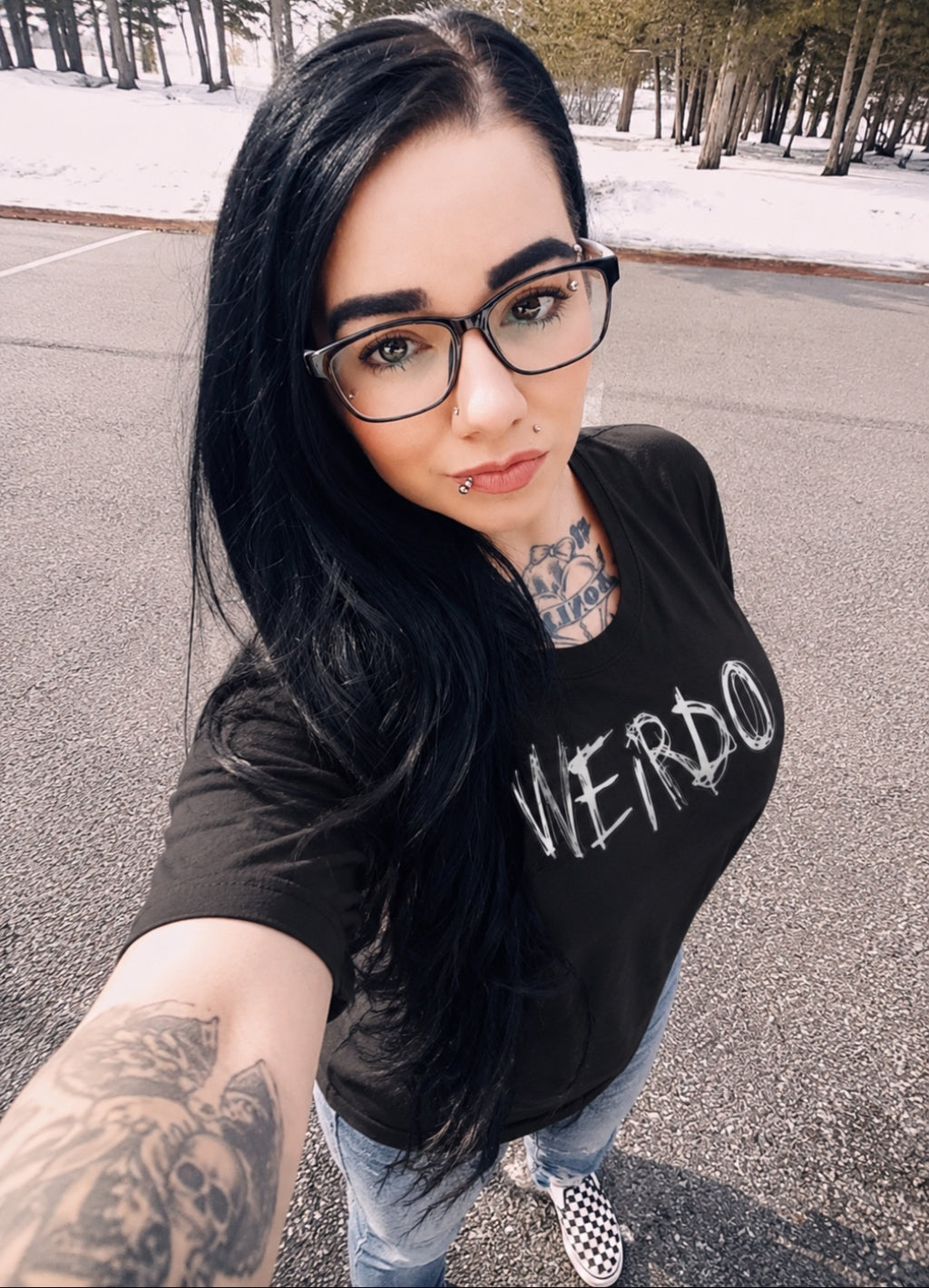 Weirdo Graphic T-Shirt — Edgy Distressed Text Tee for Alternative Style