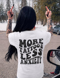 More Tattoos Less Anxiety T-Shirt — Skeleton Hand Heart Pocket Graphic